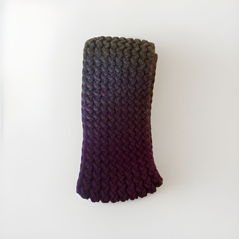 HANDMADE knit purple and grey scarf long winter wear